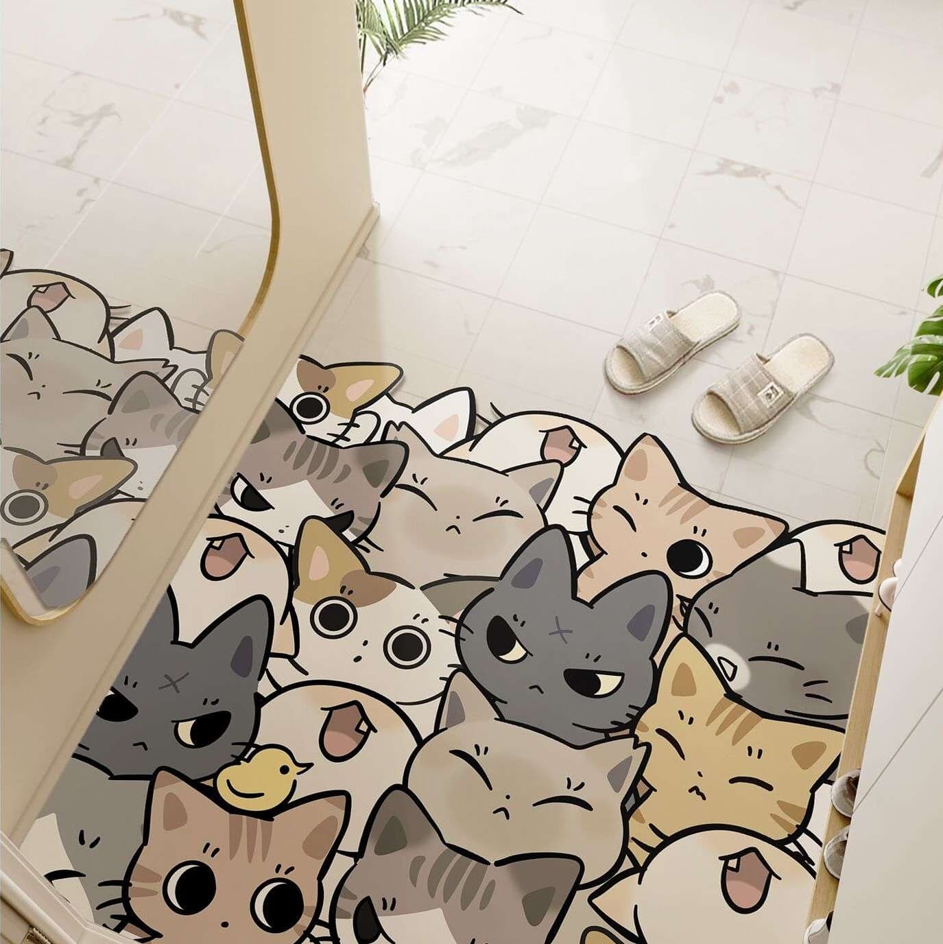 猫がいっぱい集まる玄関マット