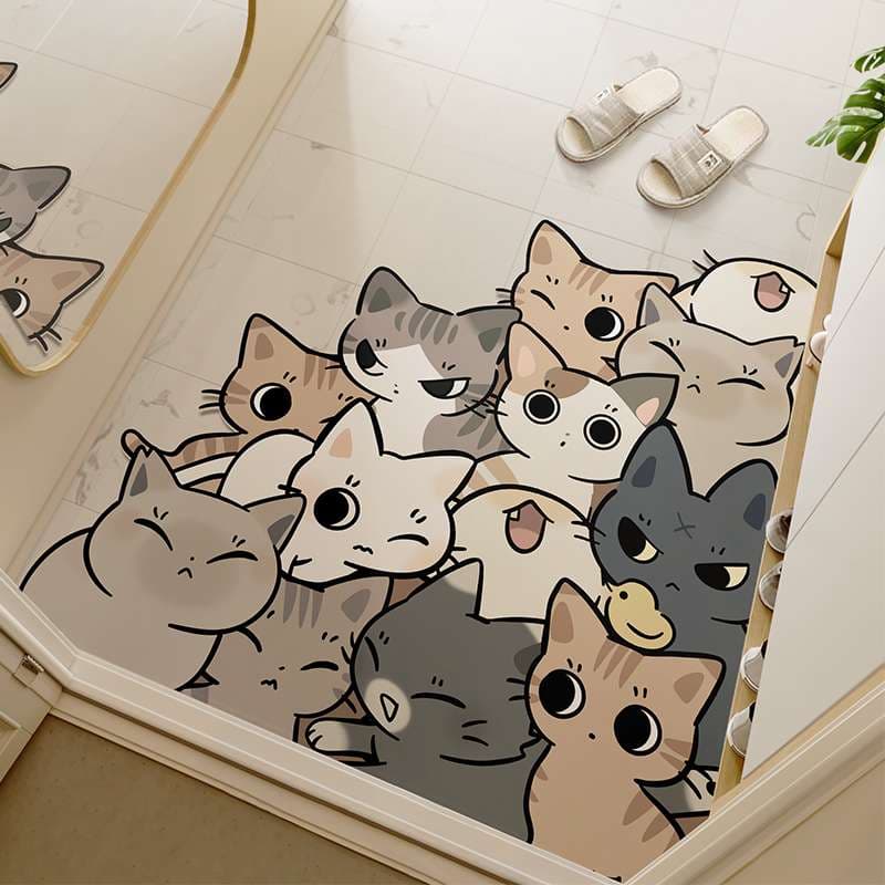 猫がいっぱい集まる玄関マット