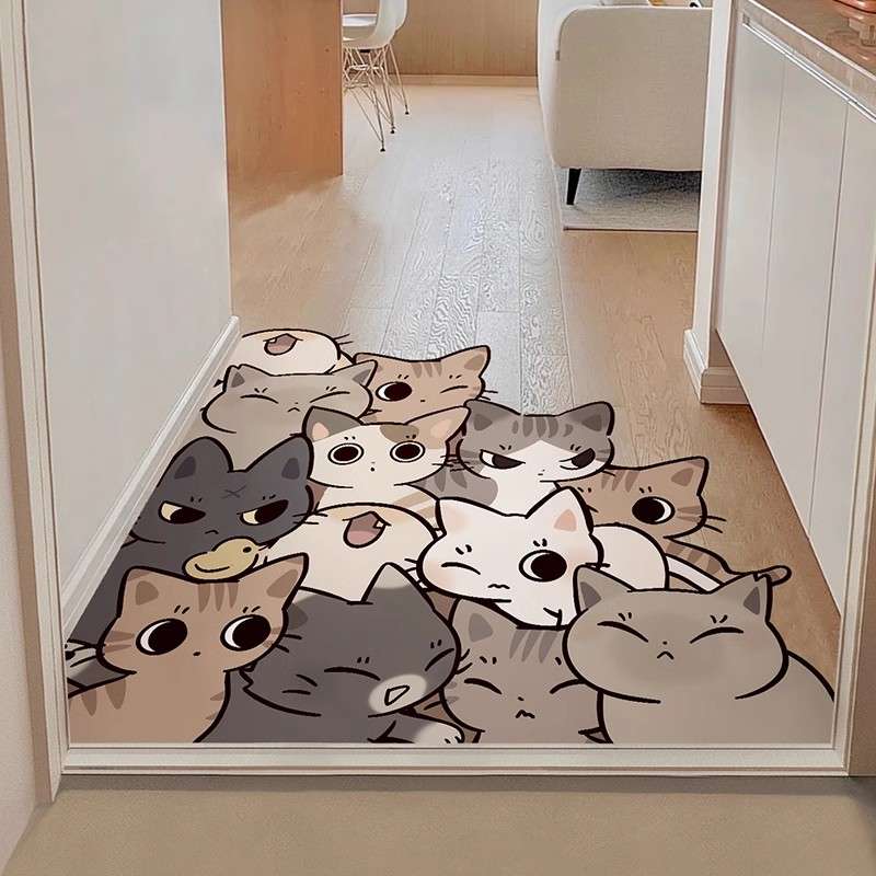 猫がいっぱい集まる玄関マット