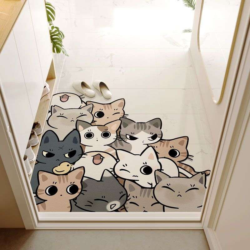猫がいっぱい集まる玄関マット