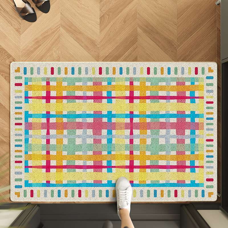 玄関マット 幾何学模様の織物アートマット