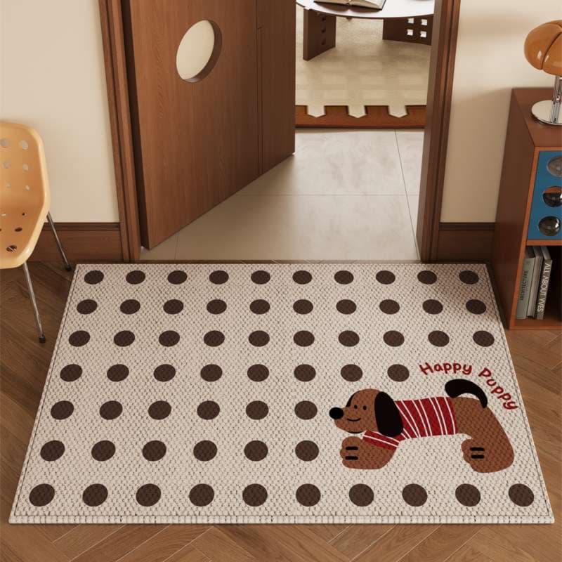 動物柄ドット玄関マット